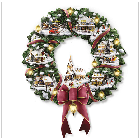 Christmas Village Illuminated Wreath UK 2021