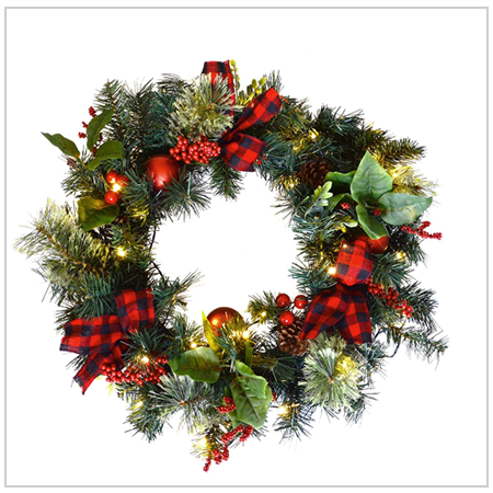 LED Green Christmas Xmas Wreath 2021 UK