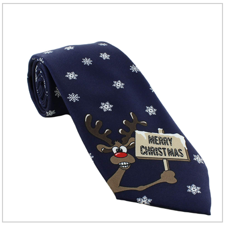 Navy Merry Christmas Polyester Tie UK 2023/ 2024