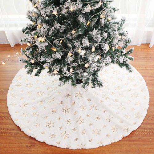 Faux Fur Large Plush White Round base Mat Xmas Decorations for Your Christmas Tree Lamin Christmas Tree Skirts White-48inch Fits Any Size Tree 