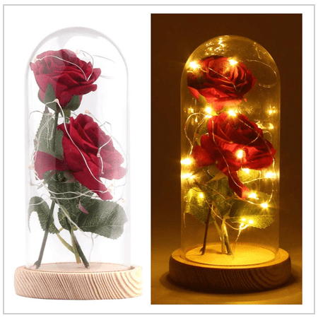 Red Silk Rose with Glass Dome Valentines Day 2020 UK