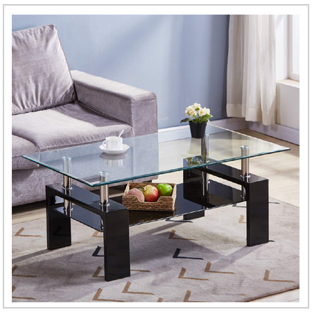 Walnut /& White GOLDFAN High Gloss Rectangular Glass Swivel Coffee Table with Storage for Living Room Office Furniture
